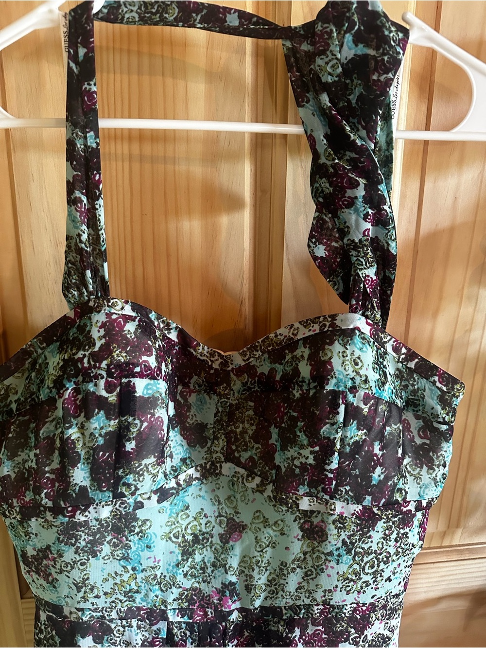 Guess Floral Maxi Dress in Teal, Purple, Black, White nwot formal ombré - Picture 4 of 10